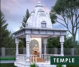 Peaceful temple space within Shraddha Park City residential complex